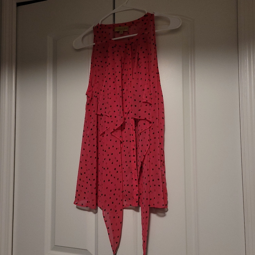 Vera Wang Pink Polka Dot Sheer Top